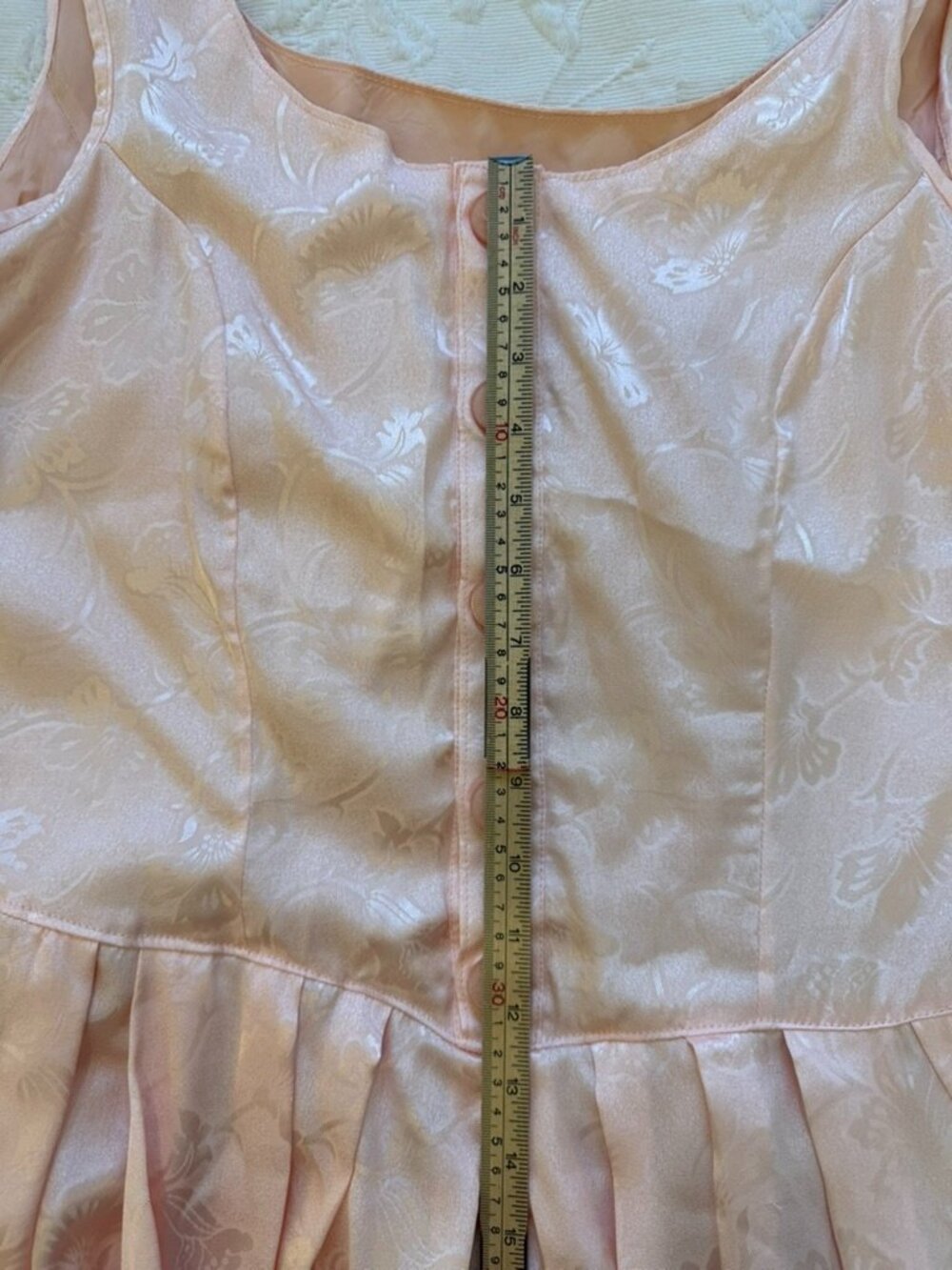 Vintage Handmade Blush Pink Floral Jacquard Coquette Midi Dress Size M - Picture 14 of 15